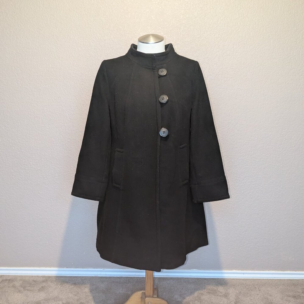 Lane Bryant Black Mid-length Wool Trench Coat XL